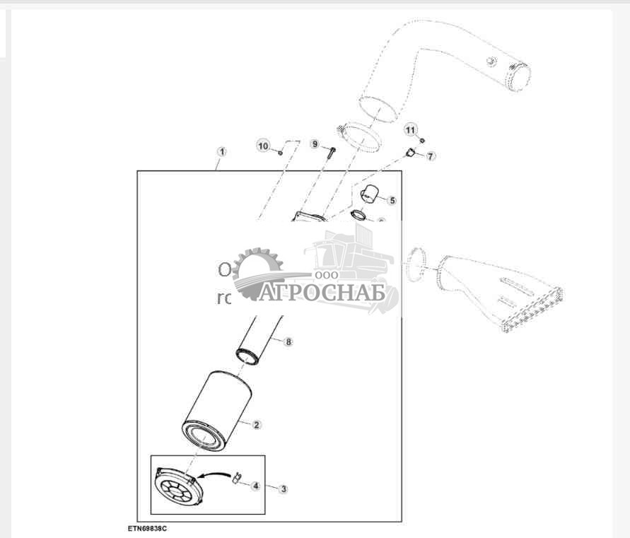 Воздухоочиститель, короткий фильтр 